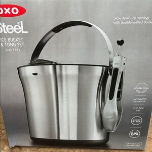 OXO stainless Steel Ice Bucket and Tong Set - wedding or housewarming gift idea